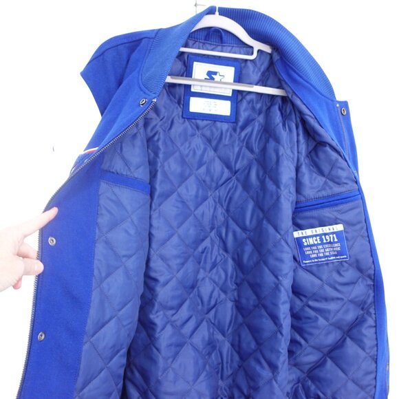 NWOT Starter NFL New England Patriot Bomber Jacket Sz M Blue Quilted Wool Blend - Picture 9 of 14